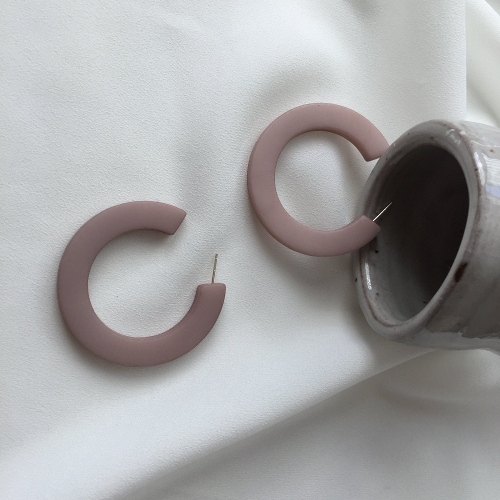 Dust pink Sterling silver pin hoop earrings